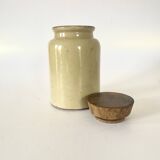 Stoneware grease pot, wooden cap
