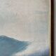 Oil painting on wood boats and lake 1977