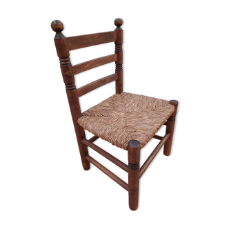 Children's chair wood and straw