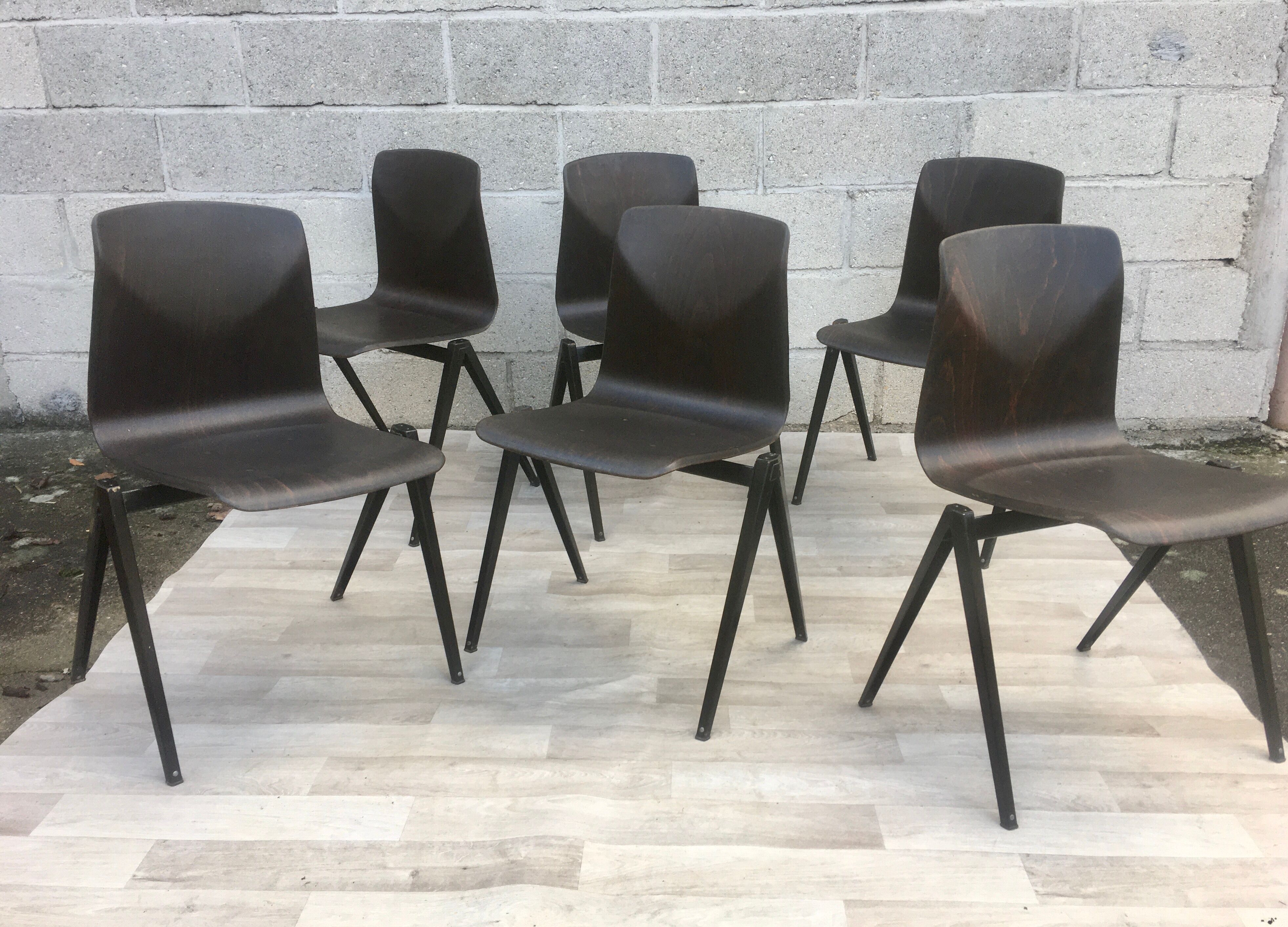 6 Industrial Chairs Galvanitas S22