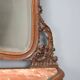 Antique console in mahogany, velvet and glass, Italy, 19th century.