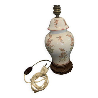 Base de lampe 31cm 1962 motif floral fleur pied style potiche vintage ancien Céramique