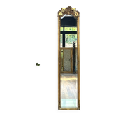 Antique mirror, 238.5/51cm, between two panes, with gilded pediments and gold leaf