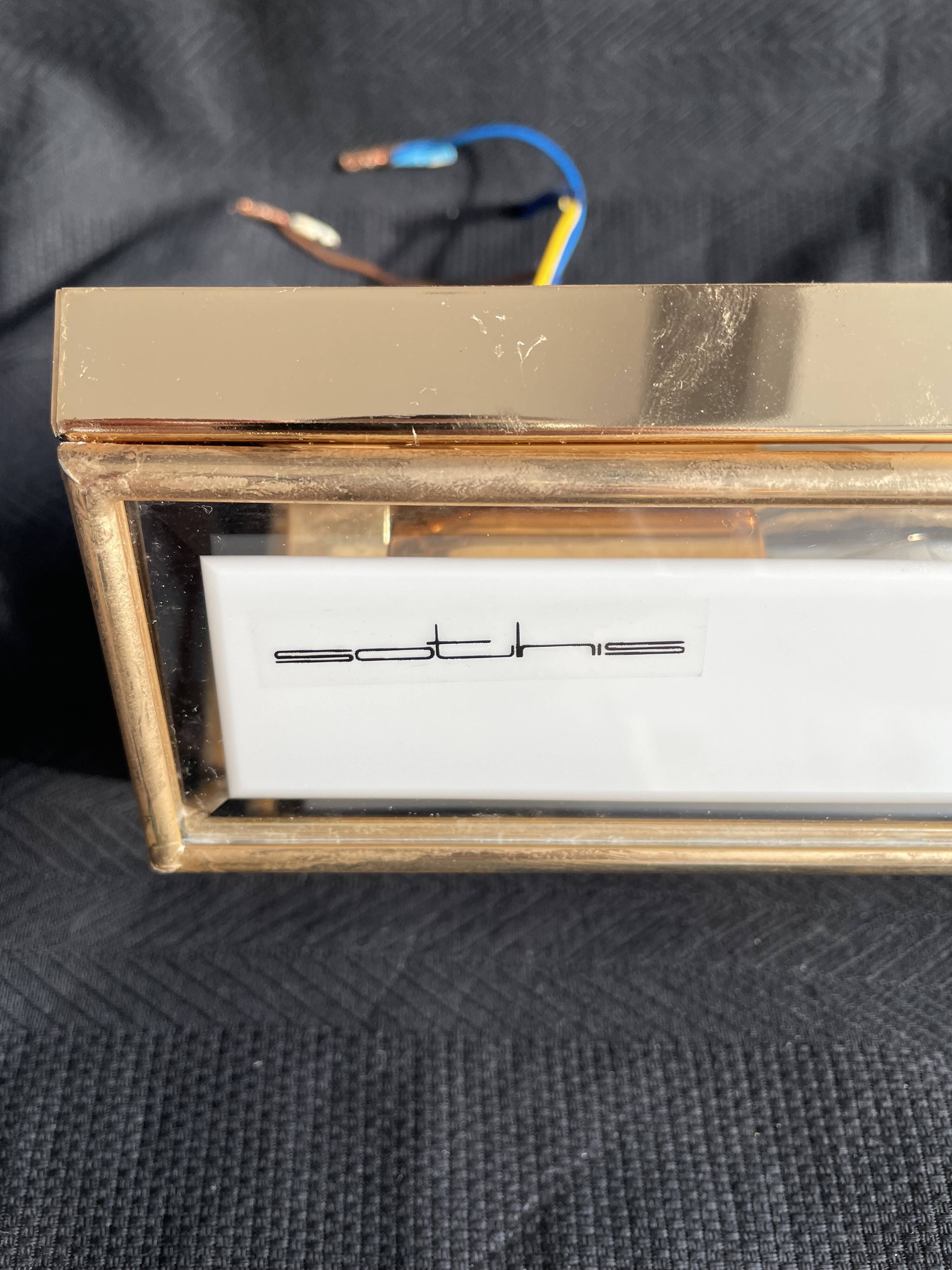 SOTHIS wall lamp - hexagonal - glass and brass - Italy