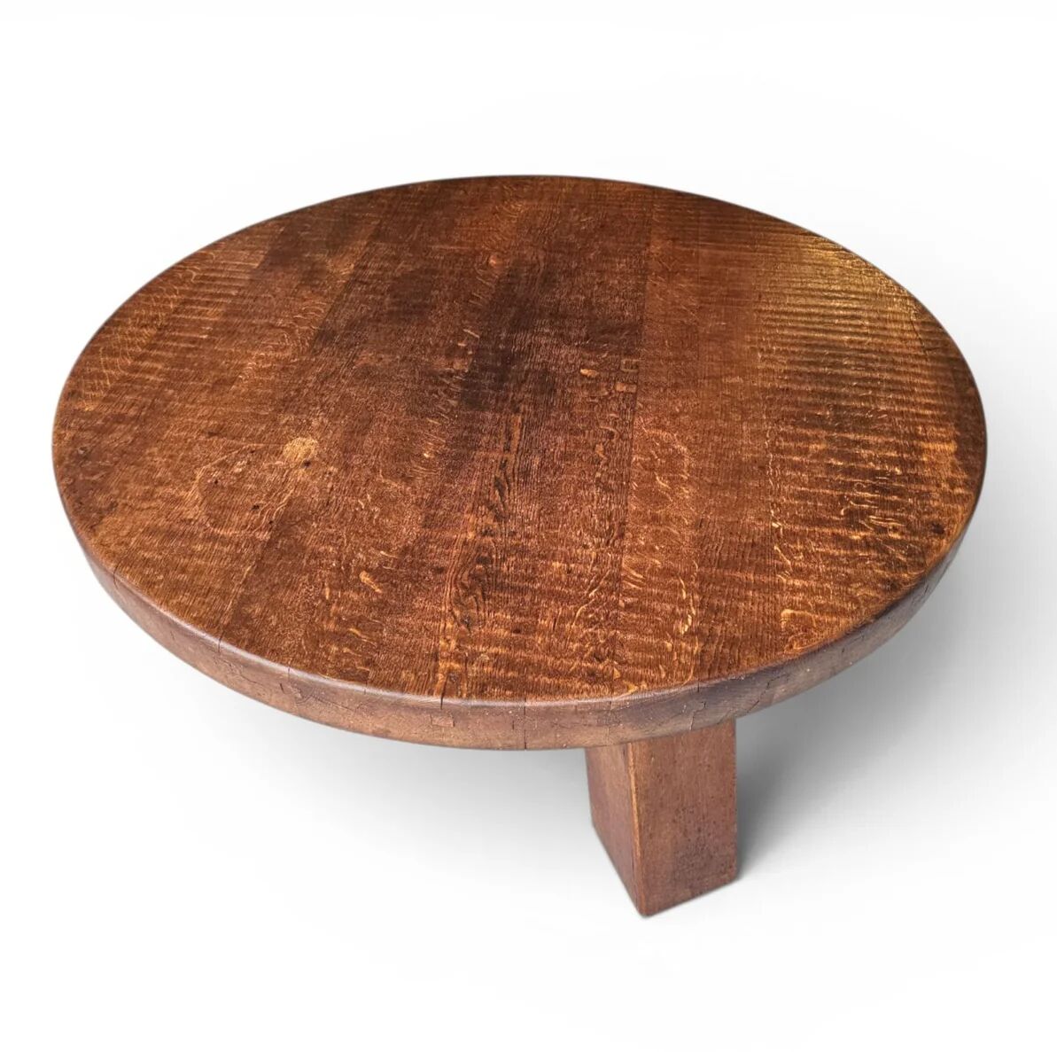 Brutalist oak coffee table / heavy weight 75 kg / 1960s