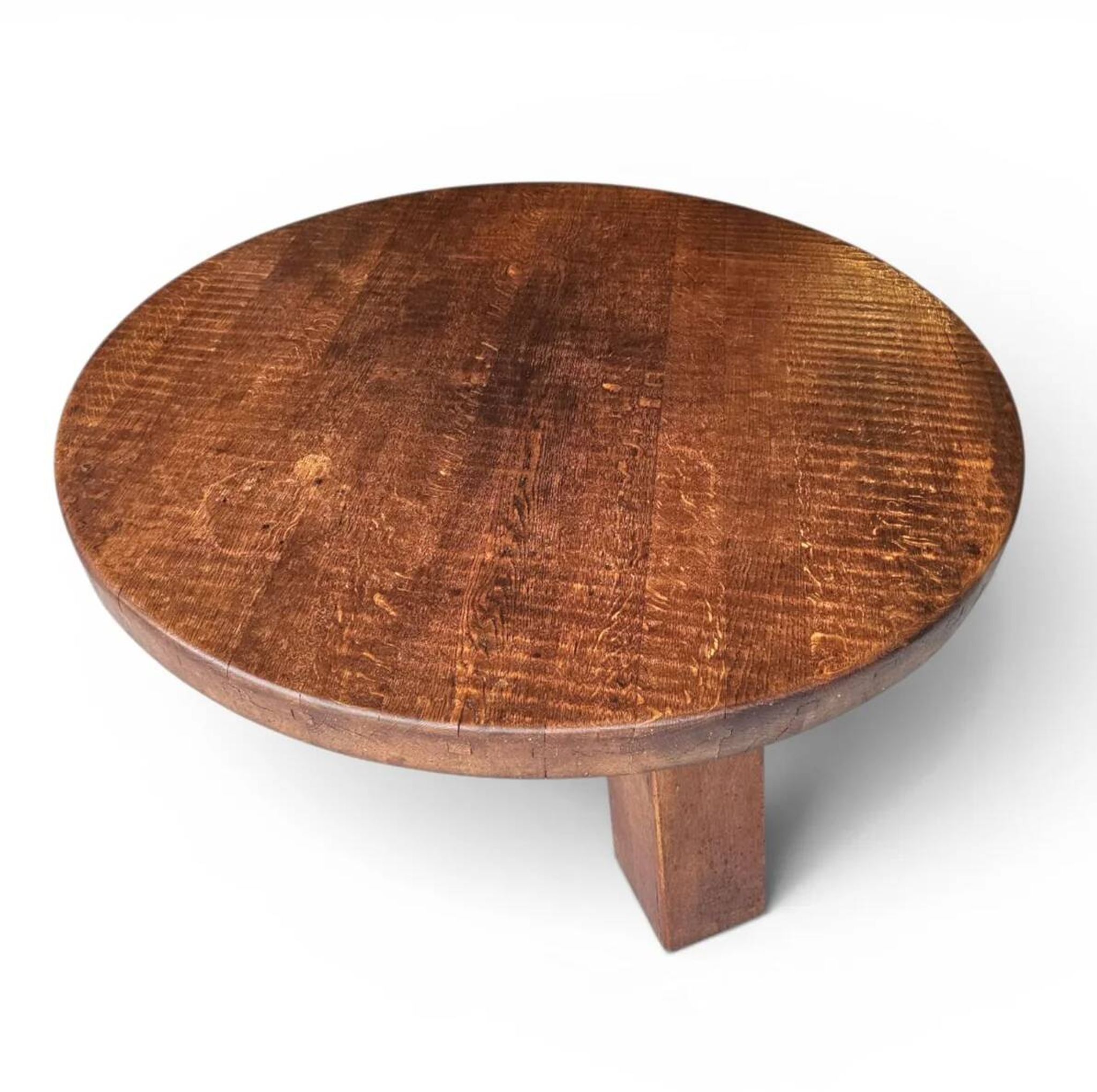Brutalist oak coffee table / heavy weight 75 kg / 1960s