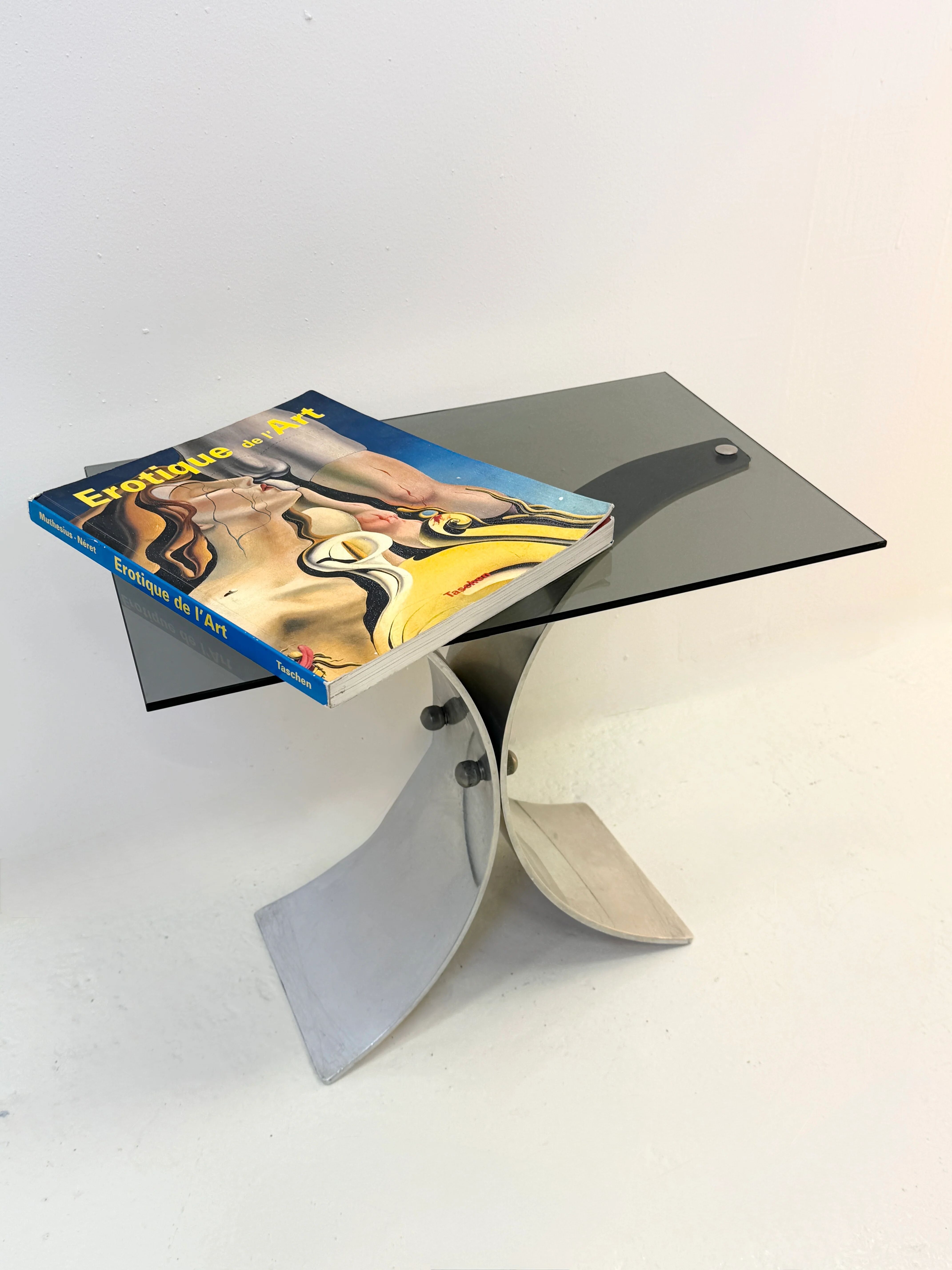 Space age side table in brushed steel, 1970s