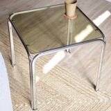 70s chrome and smoked glass side table