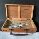 Petite valise de peintre en bois ancienne , mallette d'artiste, XIXème