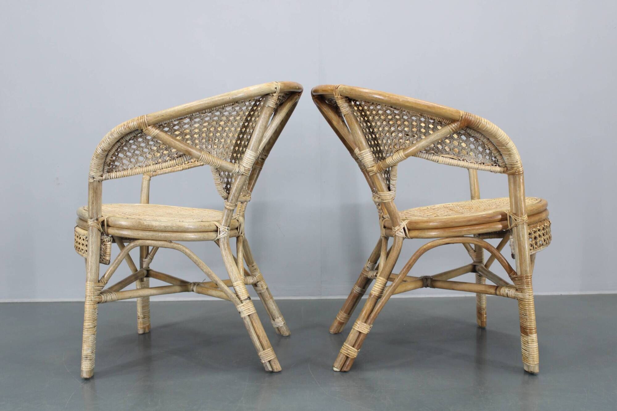 1970s Set of Four Rattan Chairs, Italy