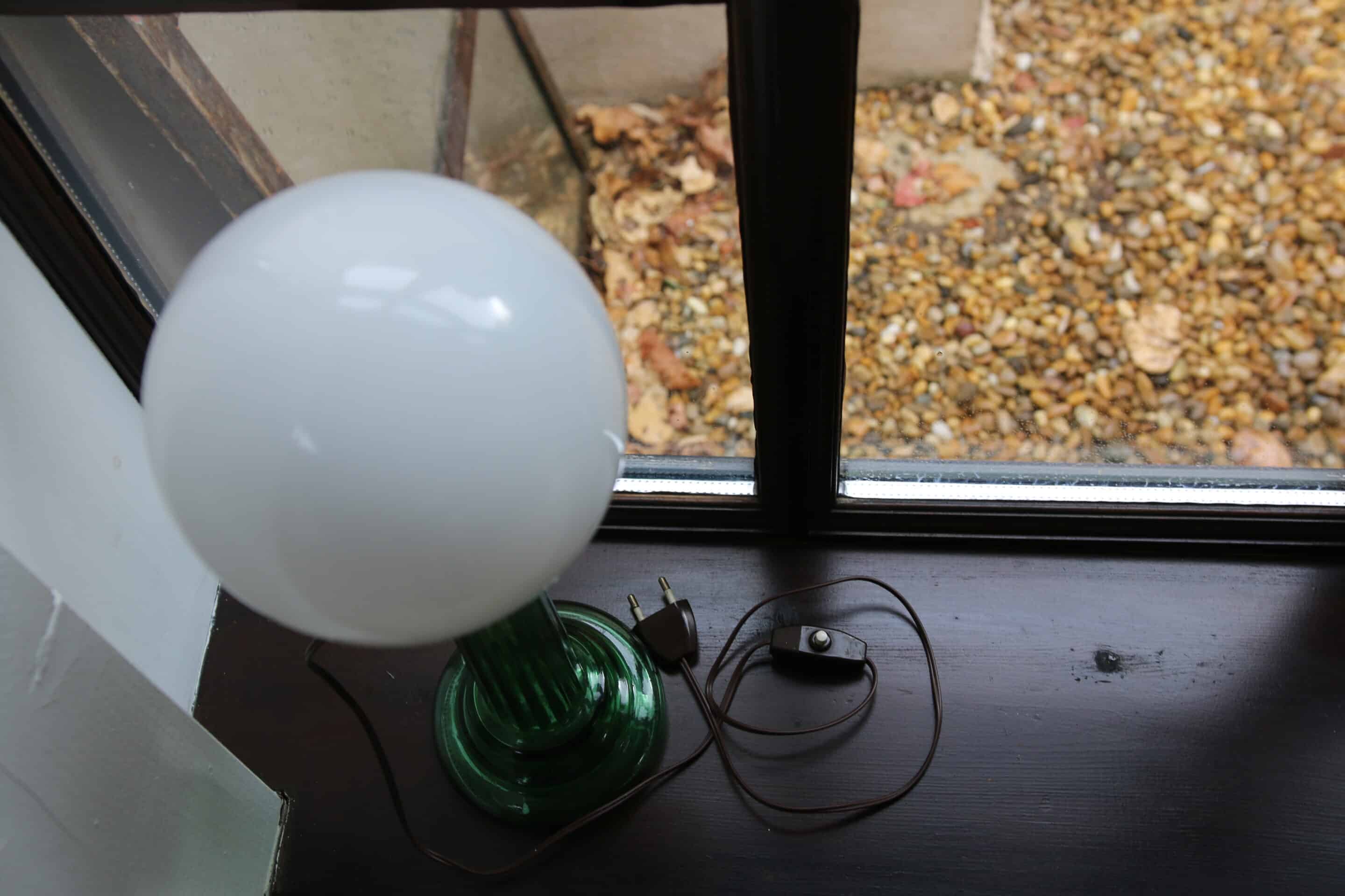 Upcycled opaline lamp