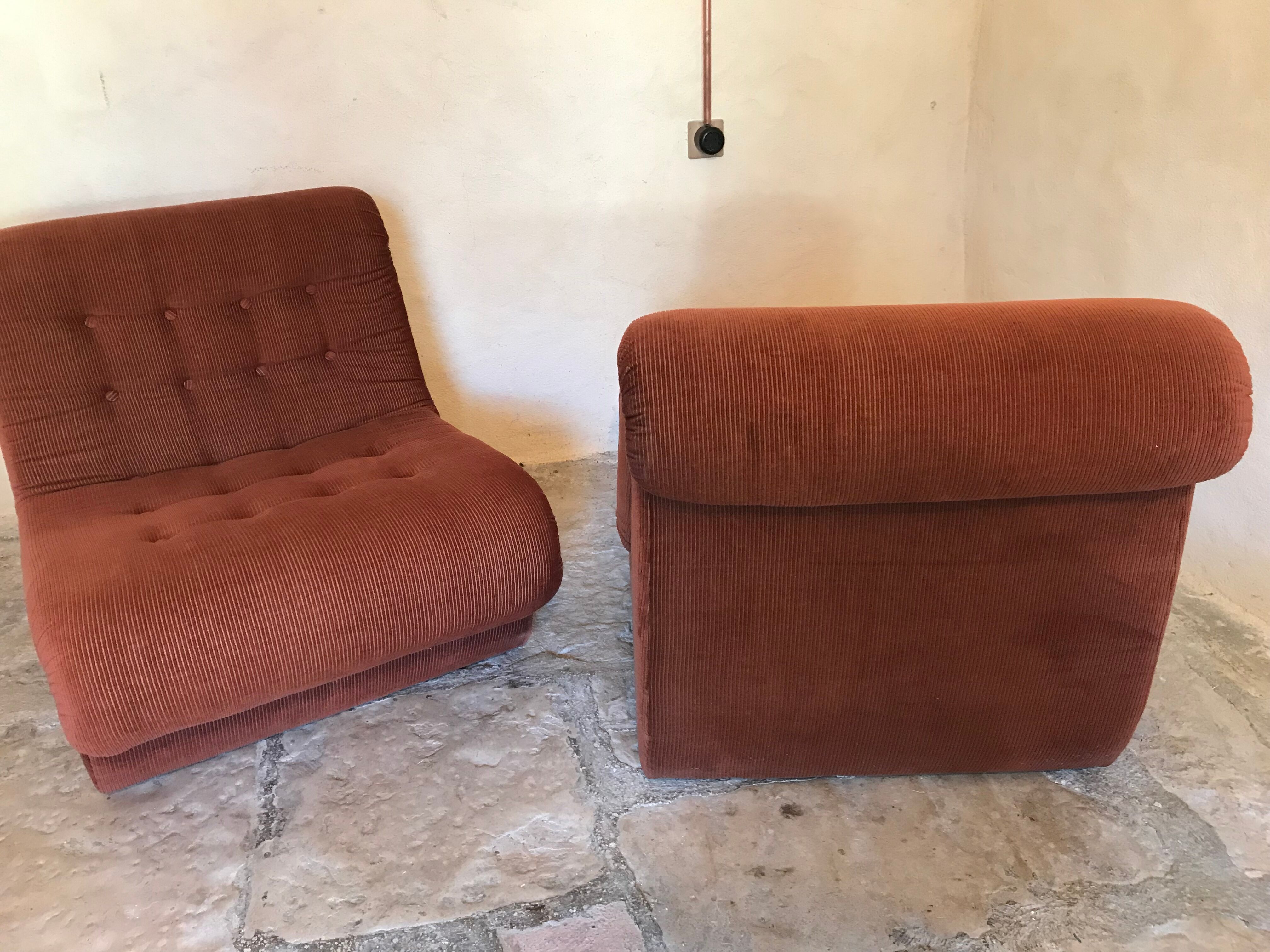 Pair of vintage 1980's upholstered heaters in corduroy
