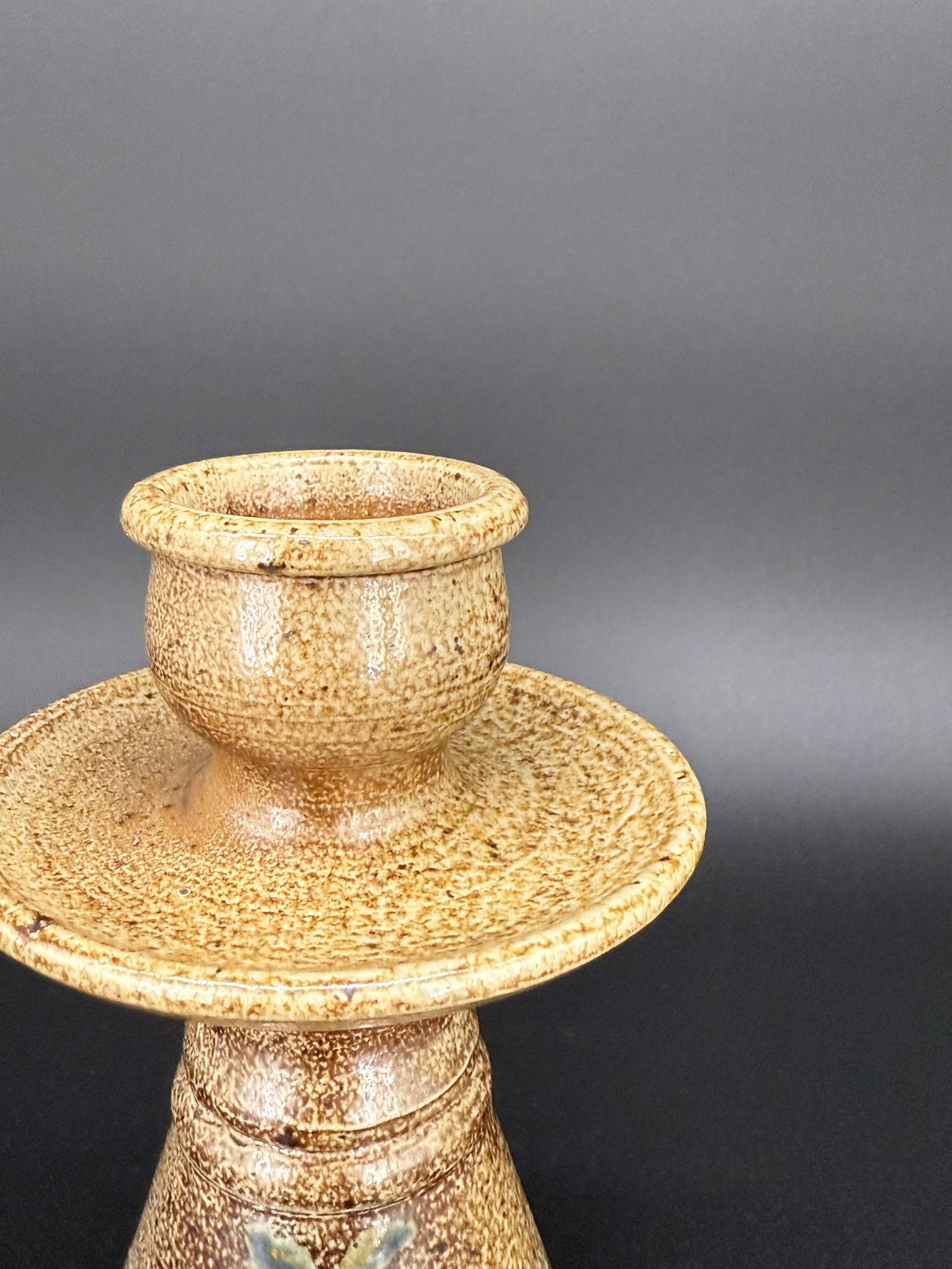 Sculptural candle holder in glazed ceramic 1970