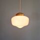 Art Deco pendant/portable lamp in conical white opaline glass, 1920s-30s
