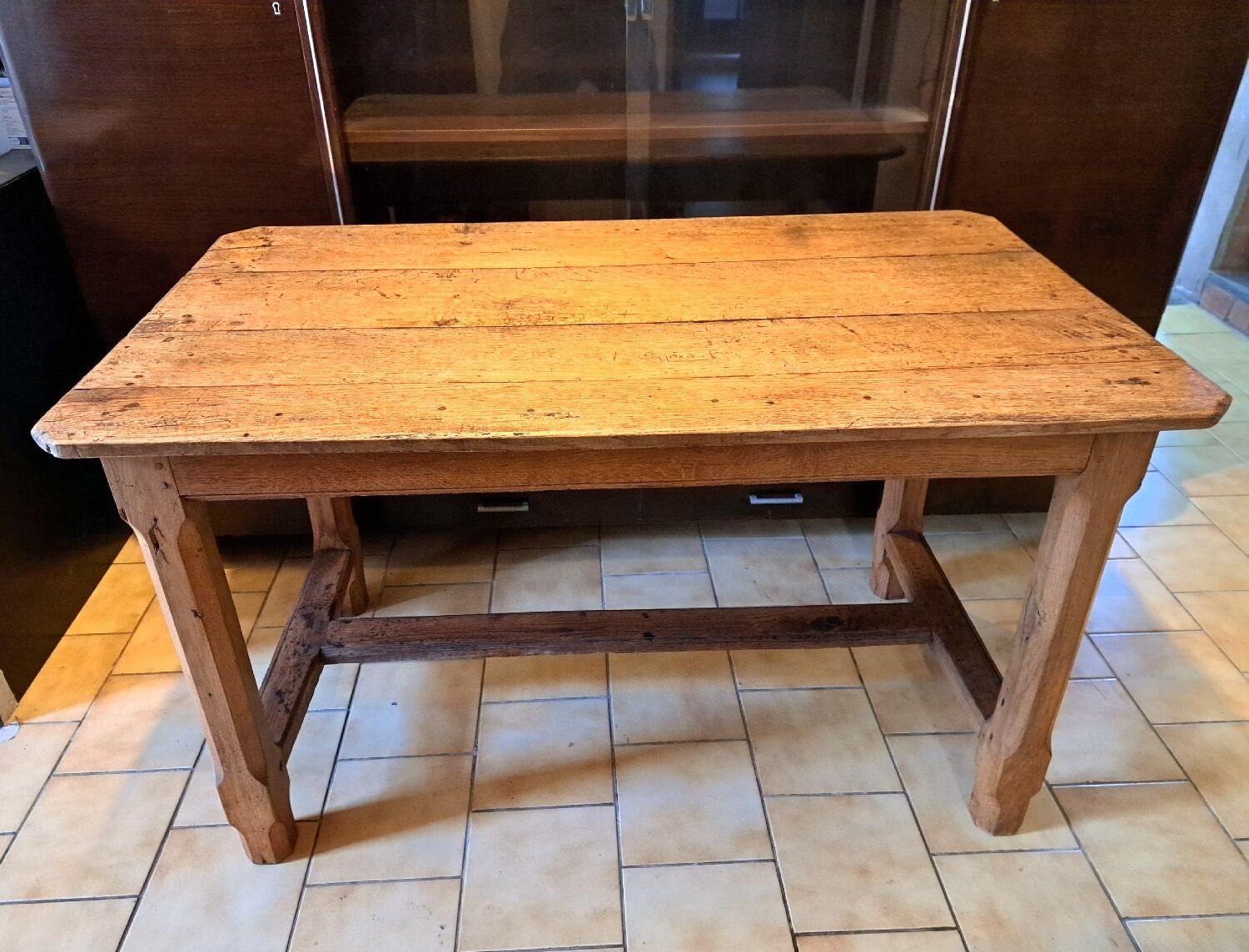 19th century farm table in solid oak