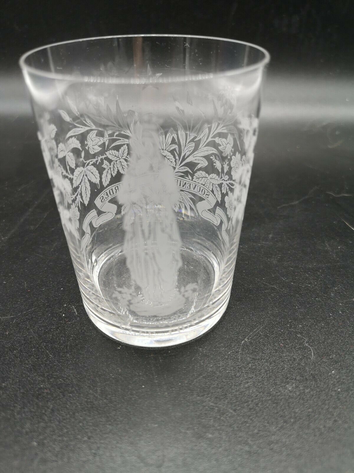 Lourdes souvenir cup engraved with acid