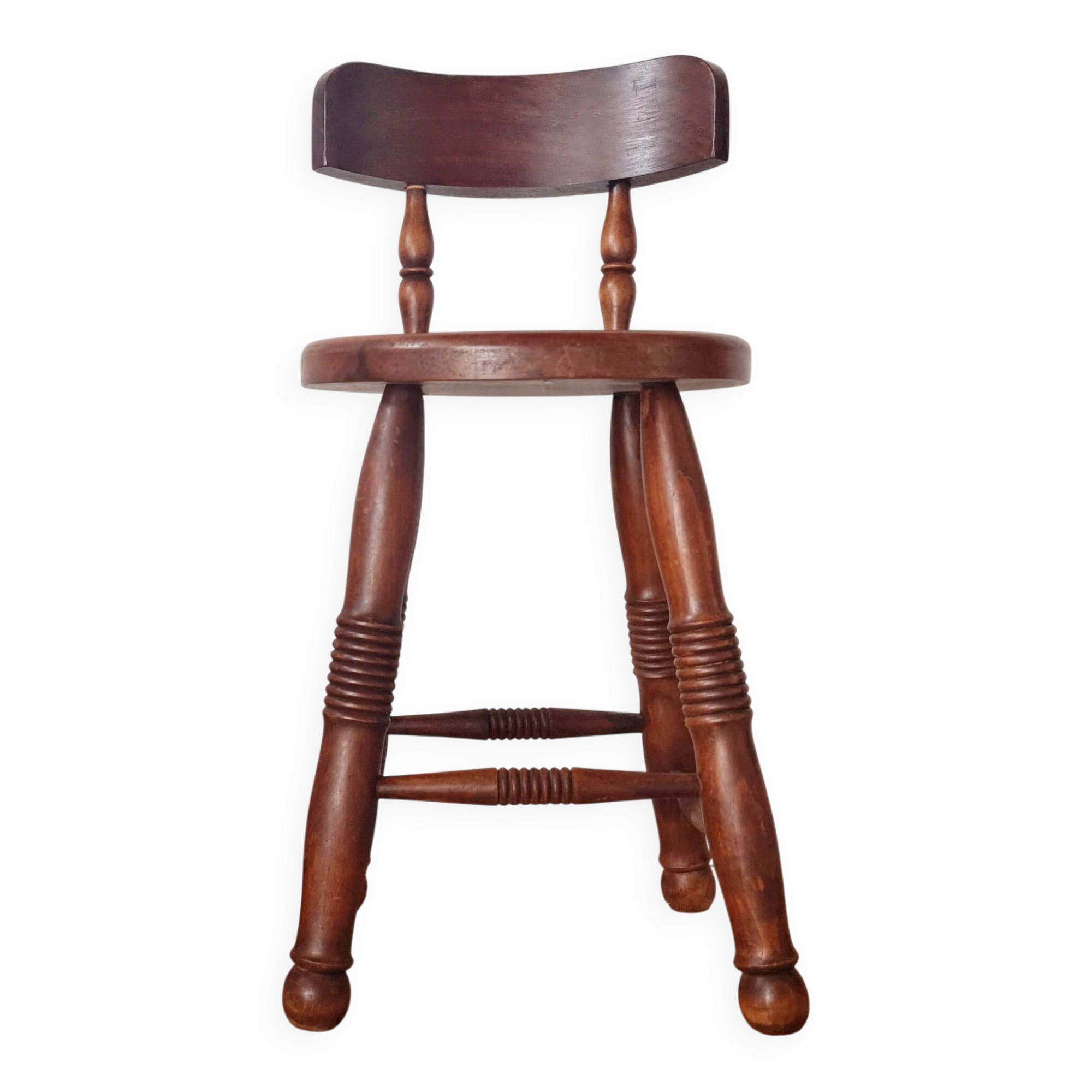 Antique wooden chair - oak - folk art - brutalist
