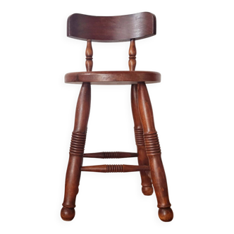 Antique wooden chair - oak - folk art - brutalist