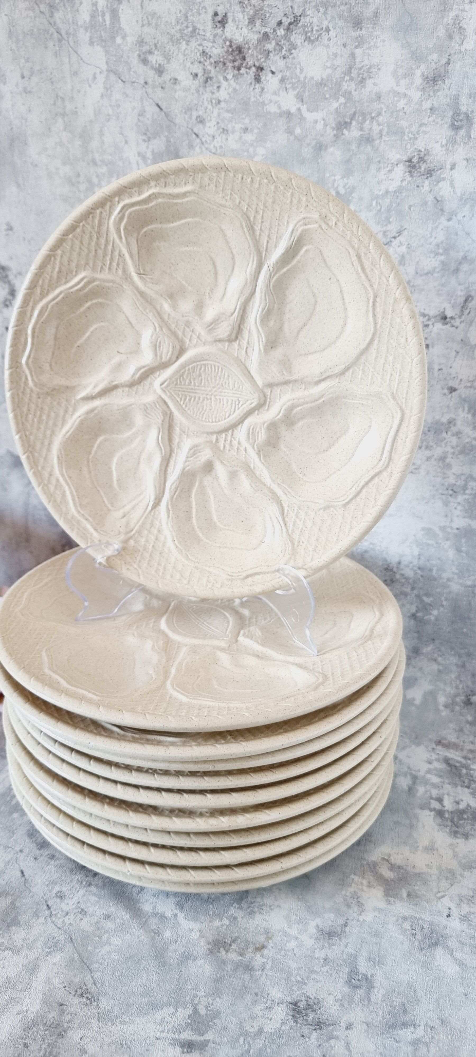 Lot de 12 plats à huîtres en céramique