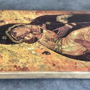 Religious ICON of the Virgin Vladimir Holy Theotokos on wooden support