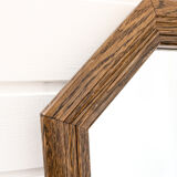 Miroir vintage octogonal en bois massif, style rustique ou entrée rétro