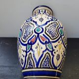 Old terracotta vase enameled painting vintage oriental style
