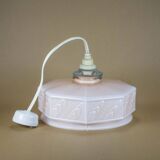 Art deco pink opaline pendant light, opaline glass globe, opaline lampshade, ceiling lamp