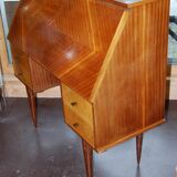 Office, Scandinavian slope secretary, satin wood and teak plating.