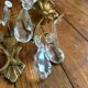 2 vintage bronze wall lights with pendants