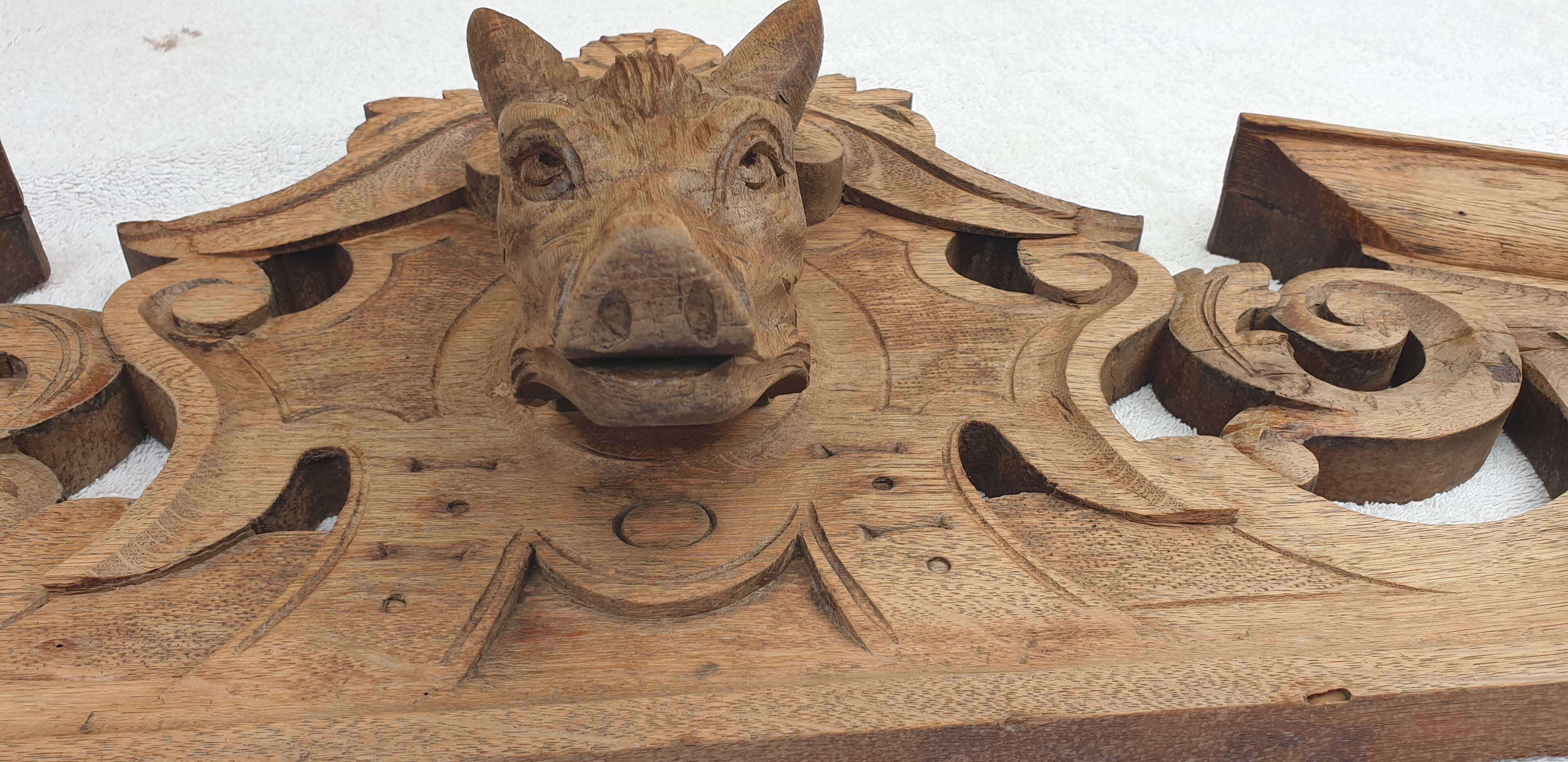 Large natural wood pediment