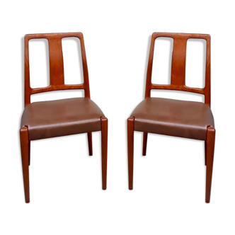 Vtg Mid Century Restored Set Of 6 D Scan Teak Leather Danish Dining chairs #633