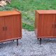 Pair of vintage mahogany sideboards with square metal legs from the 60s