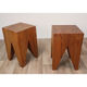 Pair of brutalist stools in solid fir