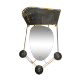 Wall-mounted coat rack with vintage 50s mirror