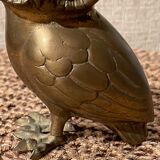 Statuette d’hibou, chouette en laiton dorée vintage