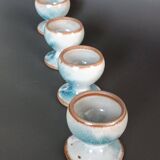Four stoneware egg cups from Saint Amand pottery by Roger Jacques, vintage.
