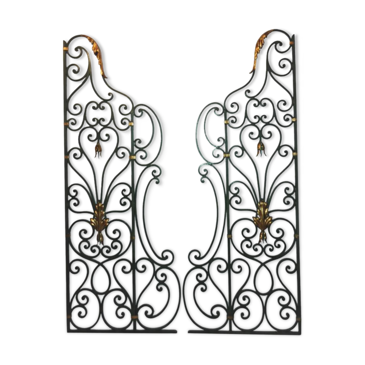 Pair of wrought iron interior grilles - mid-twentieth century
