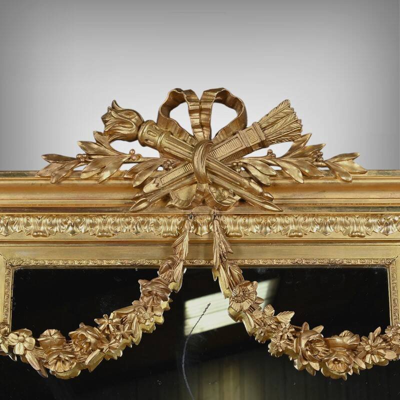 Important gilded wooden mirror, Louis XVI style – second half of the 19th century