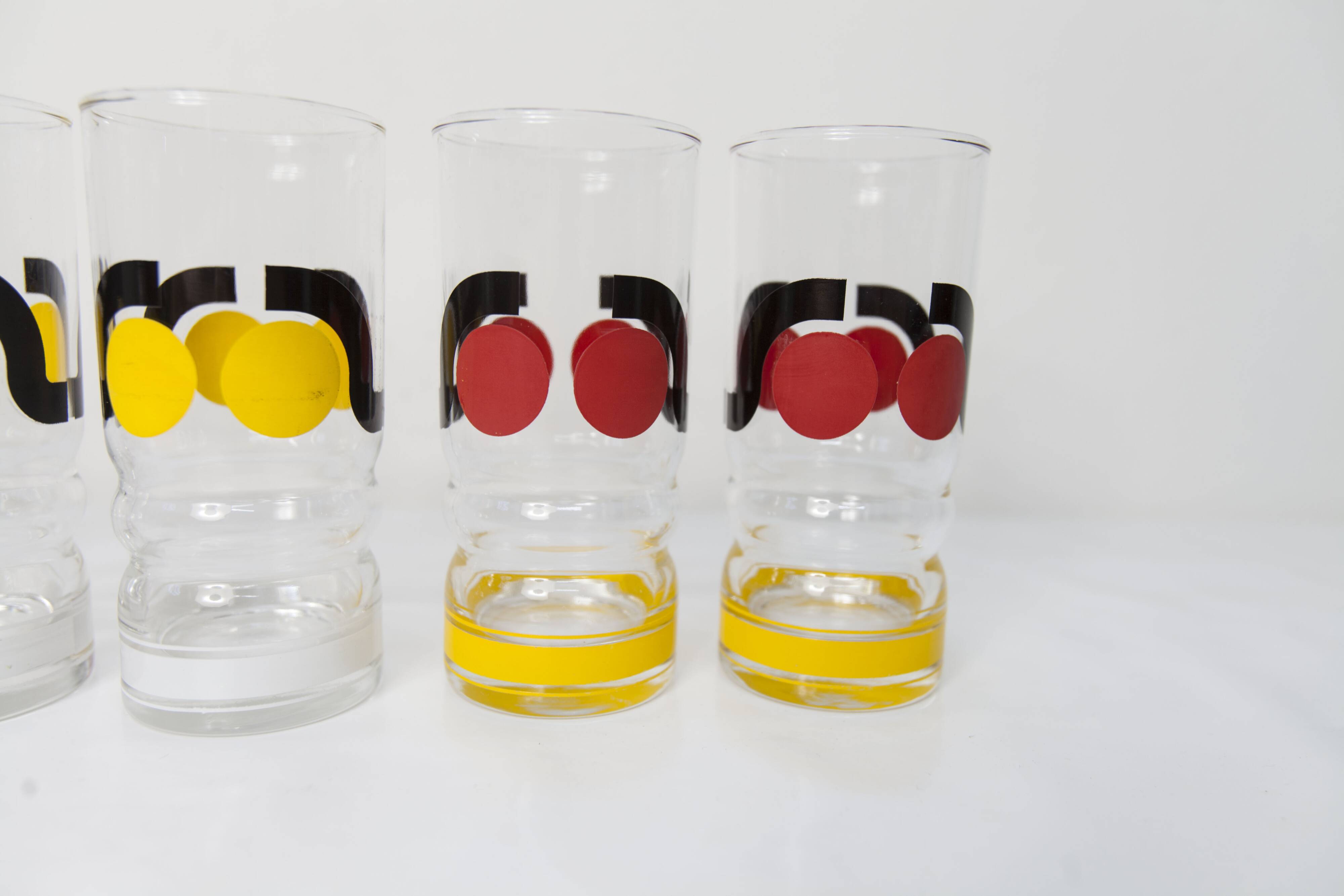 Set de 6 verres à eau 1970 sérigraphié