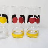Set de 6 verres à eau 1970 sérigraphié