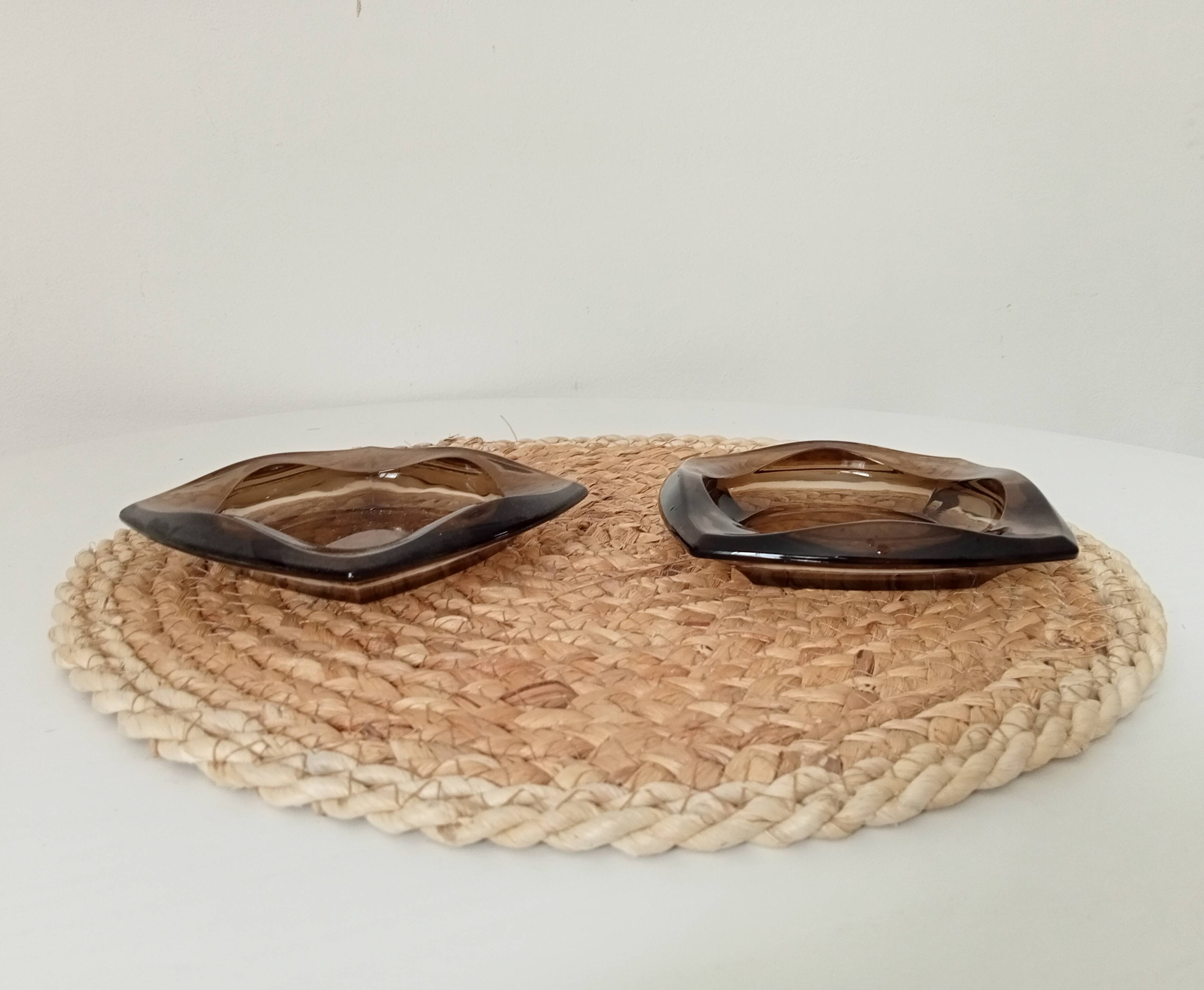 Vintage Luminarc smoked glass ashtray from the 60s