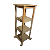 shabby wood side table on wheels