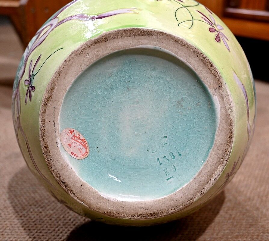 Important earthenware vase by Longchamp, Art Nouveau - 1900