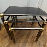 Orsenigo Italy nesting tables - clear glass and smoked glass