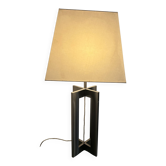 Table lamp with a steel base.