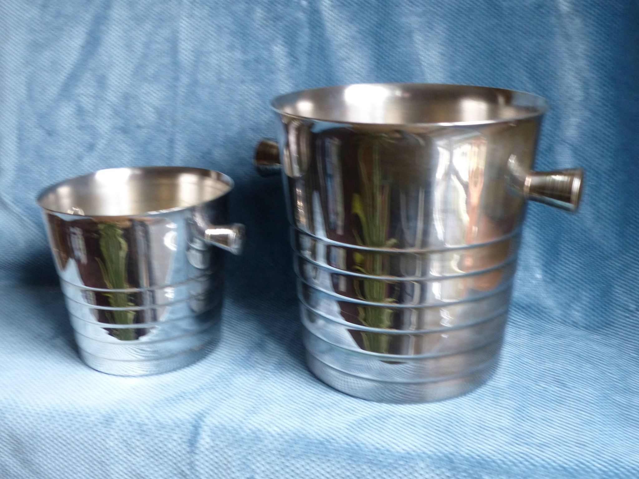 Christofle Folio France silver metal  champagne bucket and ice bucket