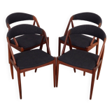 Ensemble de quatre chaises en teck, design danois, années 1970, designer : Kai Kristiansen