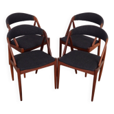 Ensemble de quatre chaises en teck, design danois, années 1970, designer : Kai Kristiansen