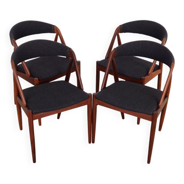 Ensemble de quatre chaises en teck, design danois, années 1970, designer : Kai Kristiansen