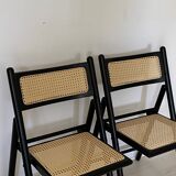 2 folding cane wood chairs